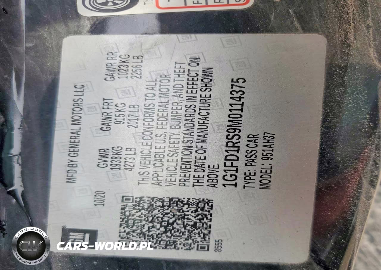 2021 Chevrolet Camaro Lt VIN:1G1FD1RS9M0114375 - 13