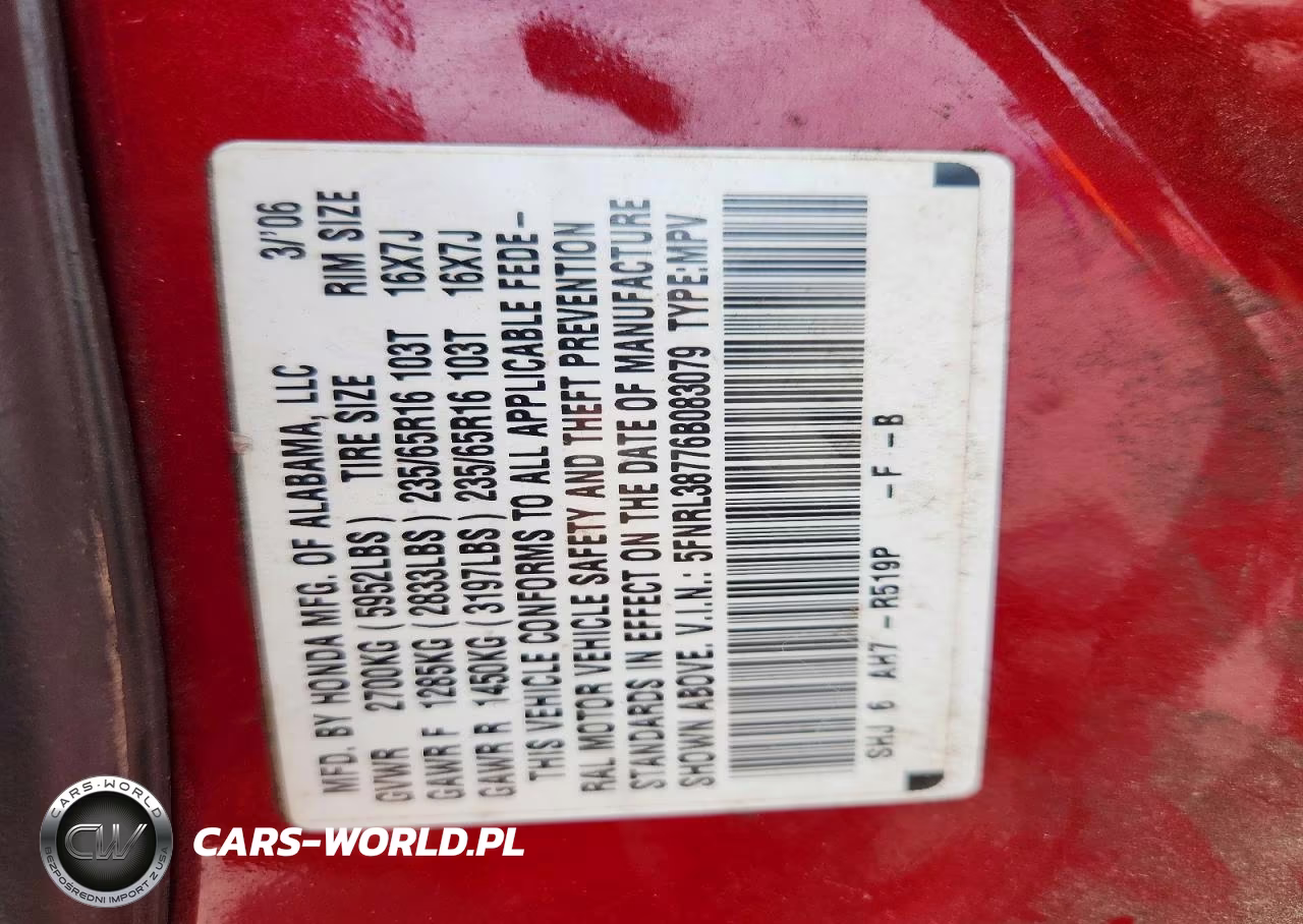 2006 Honda Odyssey Exl VIN:5FNRL38776B083079 - 12