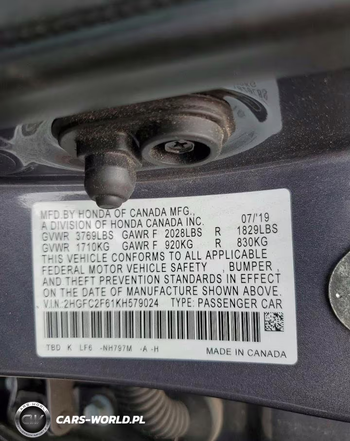 2019 Honda Civic Lx VIN:2HGFC2F61KH579024 - 12