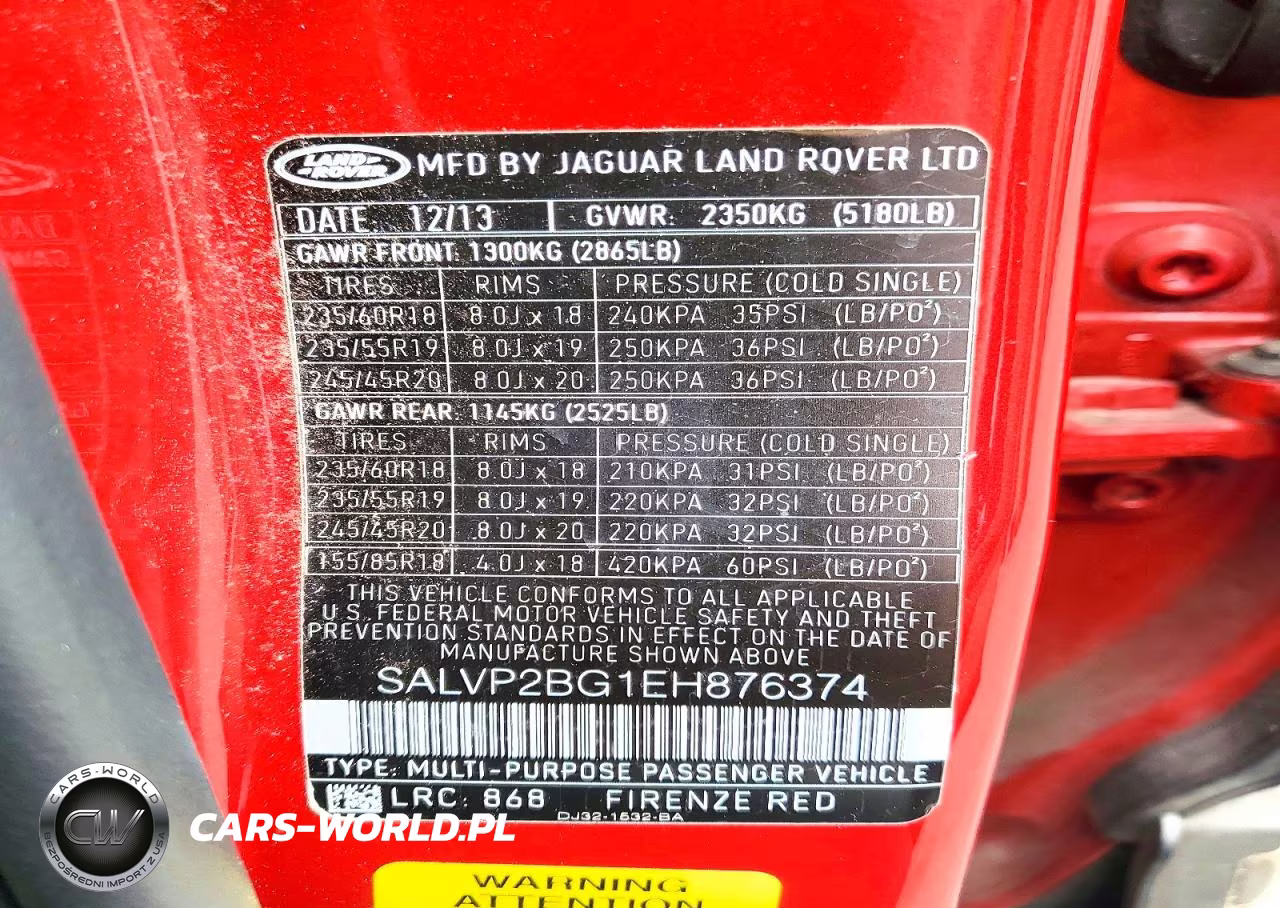 2014 Land Rover Range Rover Evoque Pure Plus VIN:SALVP2BG1EH876374 - 13