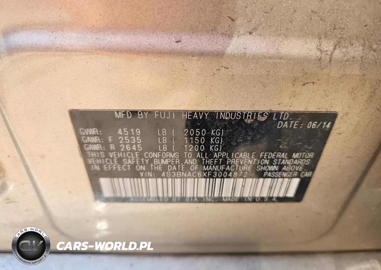 2015 Subaru Legacy 2.5I Premium VIN:4S3BNAC6XF3004872 - 12