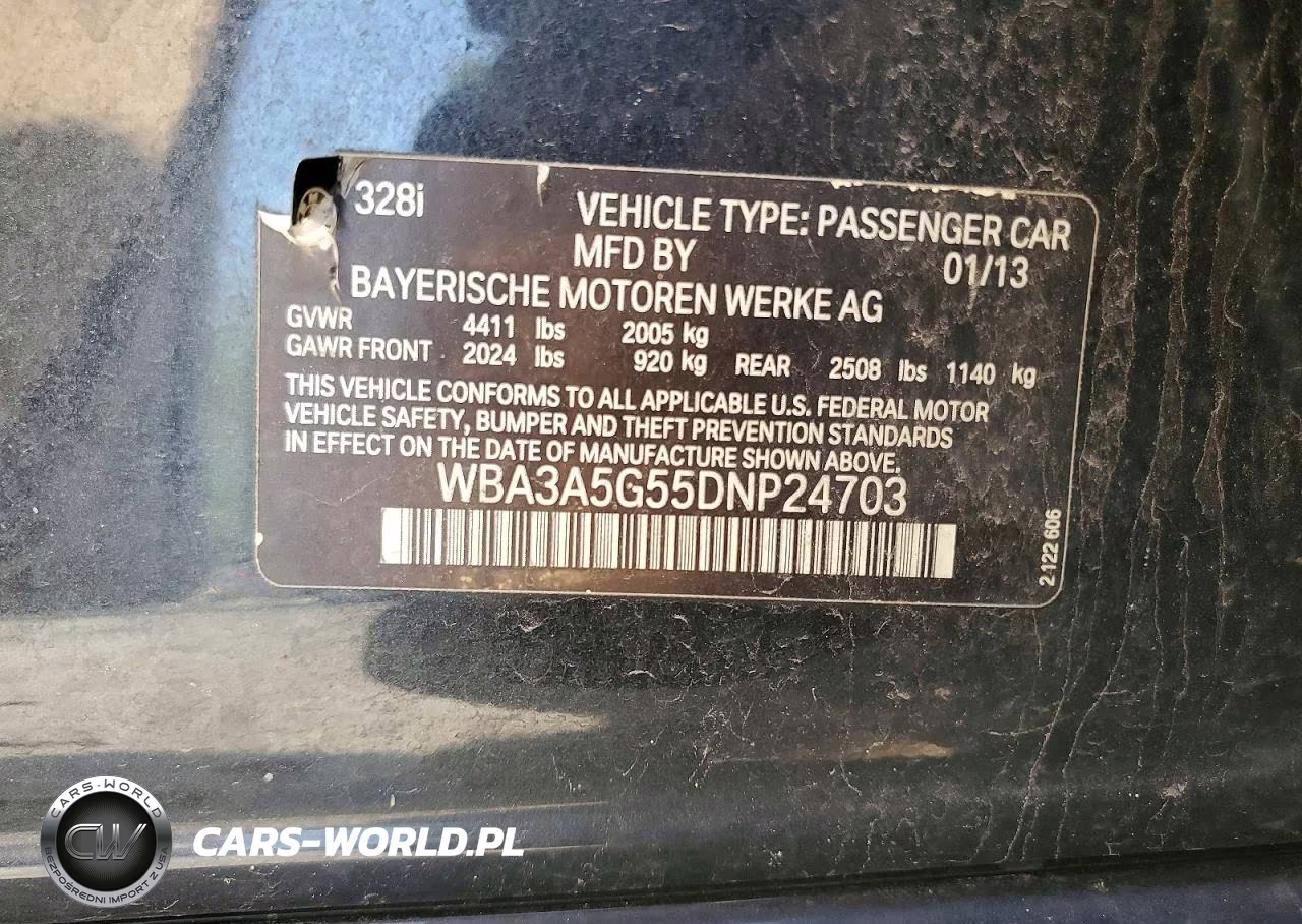 2013 BMW 328 I VIN:WBA3A5G55DNP24703 - 12