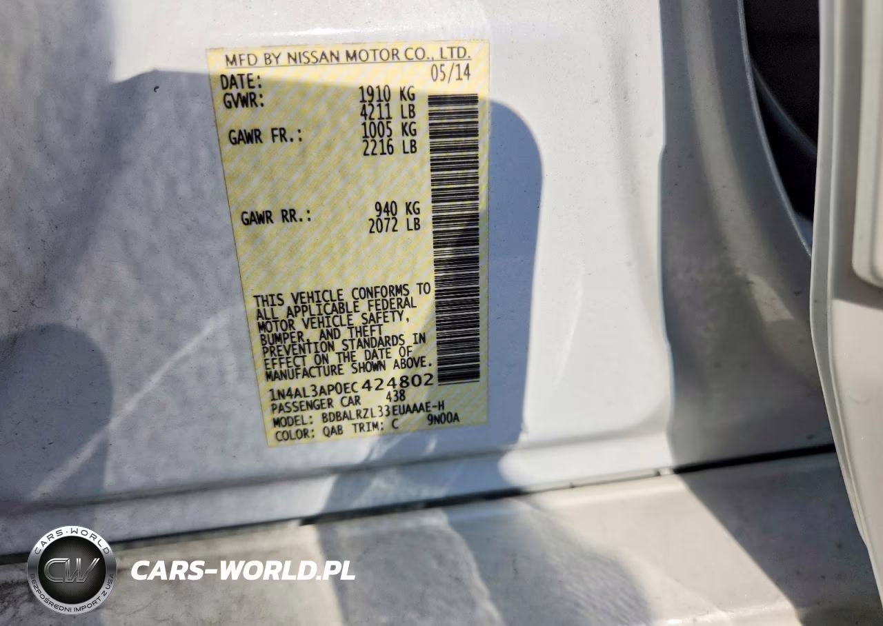 2014 Nissan Altima 2.5 S VIN:1N4AL3AP0EC424802 - 12