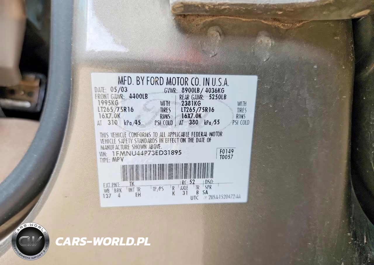 2003 Ford Excursion Eddie Bauer VIN:1FMNU44P73ED31895 - 14