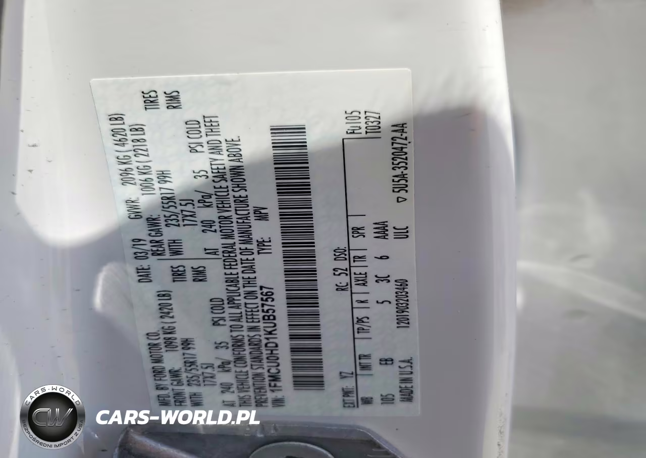 2019 Ford Escape Sel VIN:1FMCU0HD1KUB57567 - 13