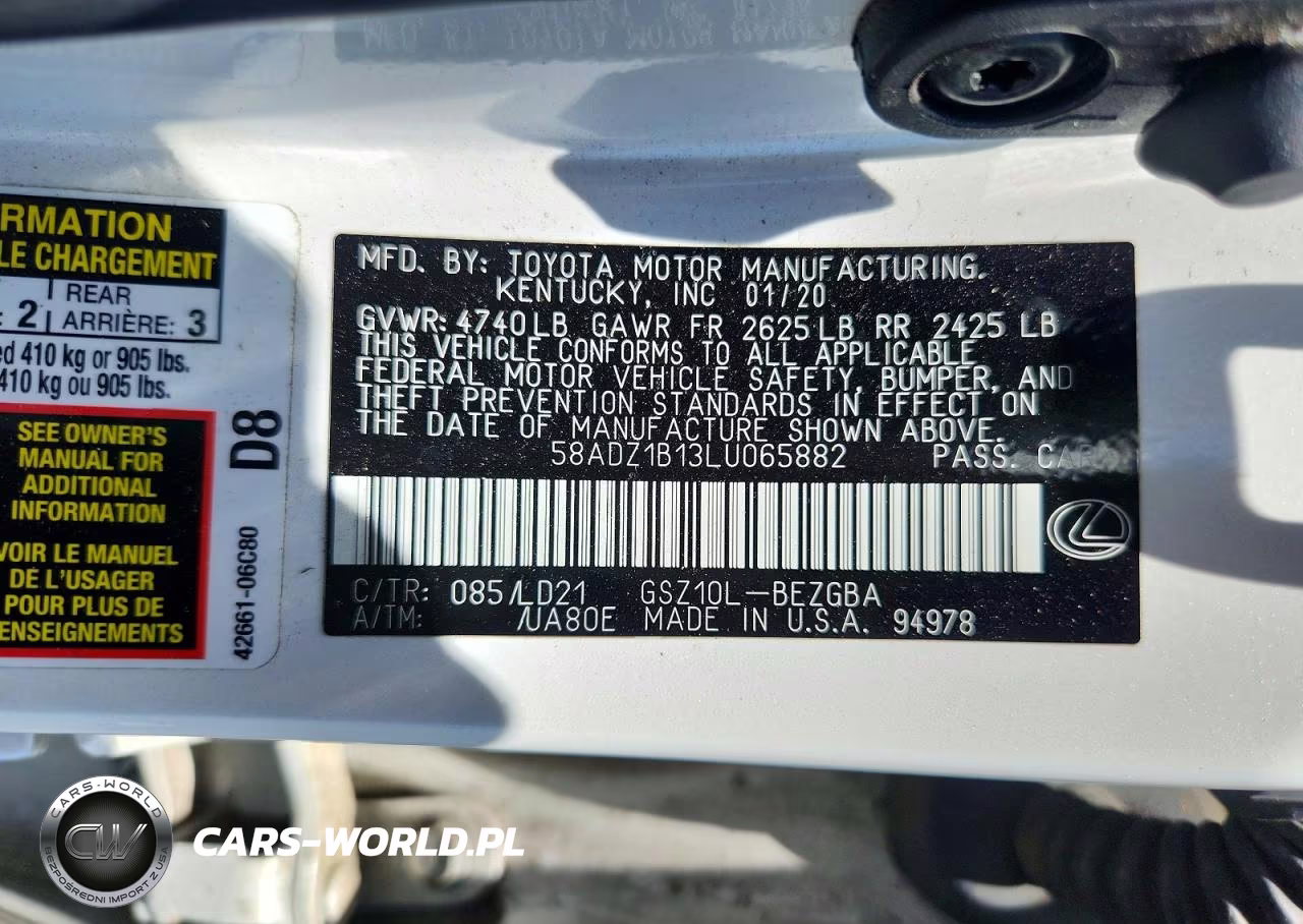 2020 Lexus Es 350 VIN:58ADZ1B13LU065882 - 13