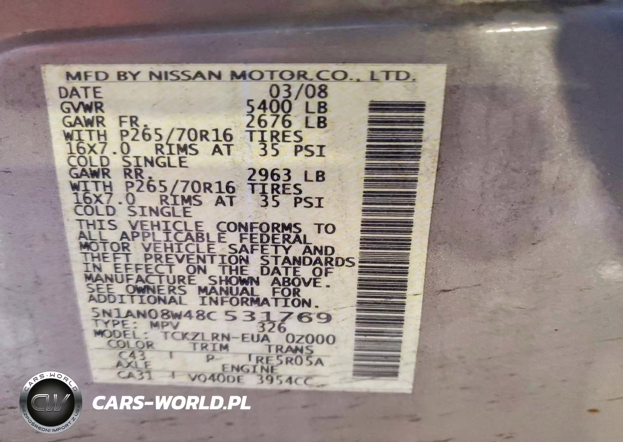 2008 Nissan Xterra Off Road VIN:5N1AN08W48C531769 - 13