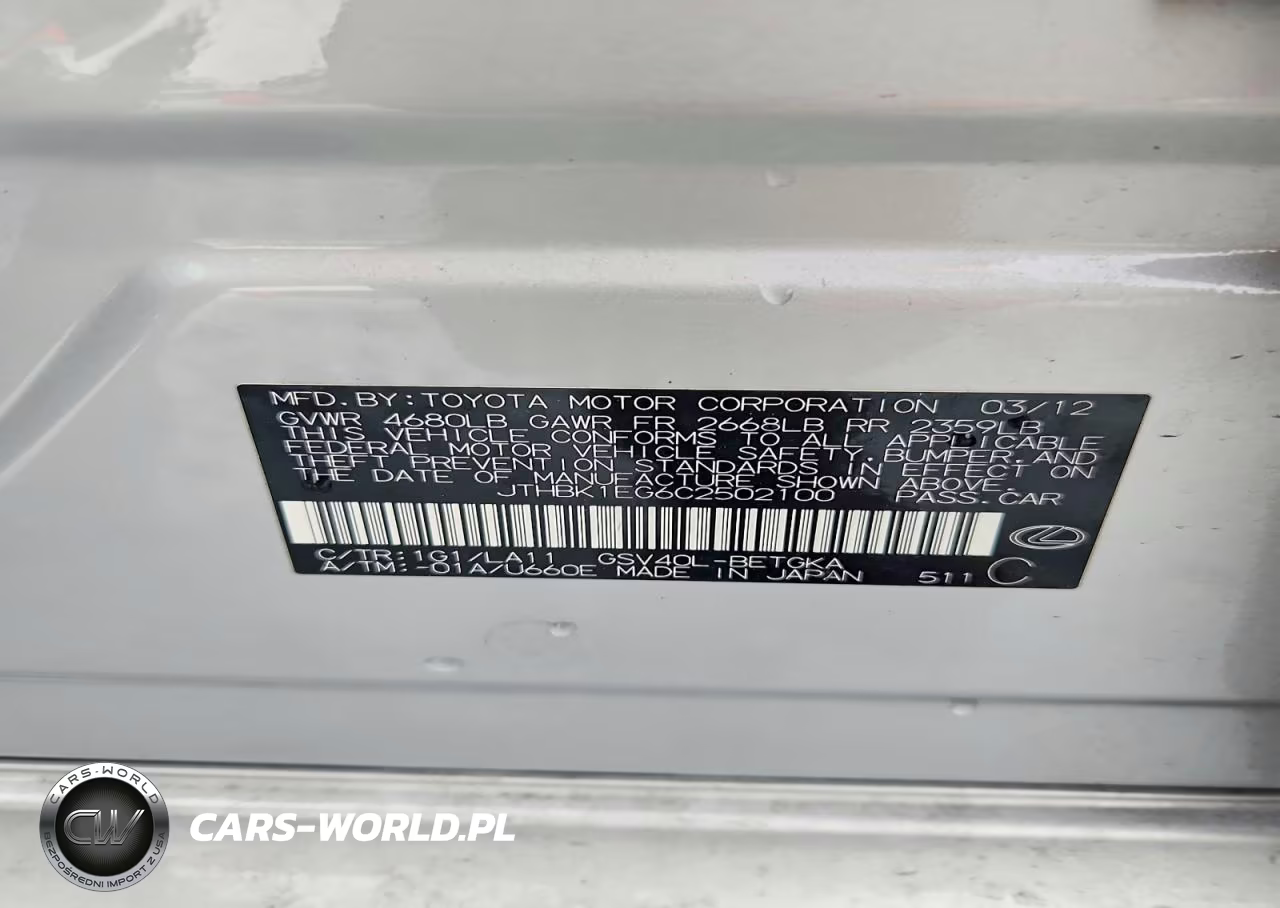 2012 Lexus Es 350 VIN:JTHBK1EG6C2502100 - 13