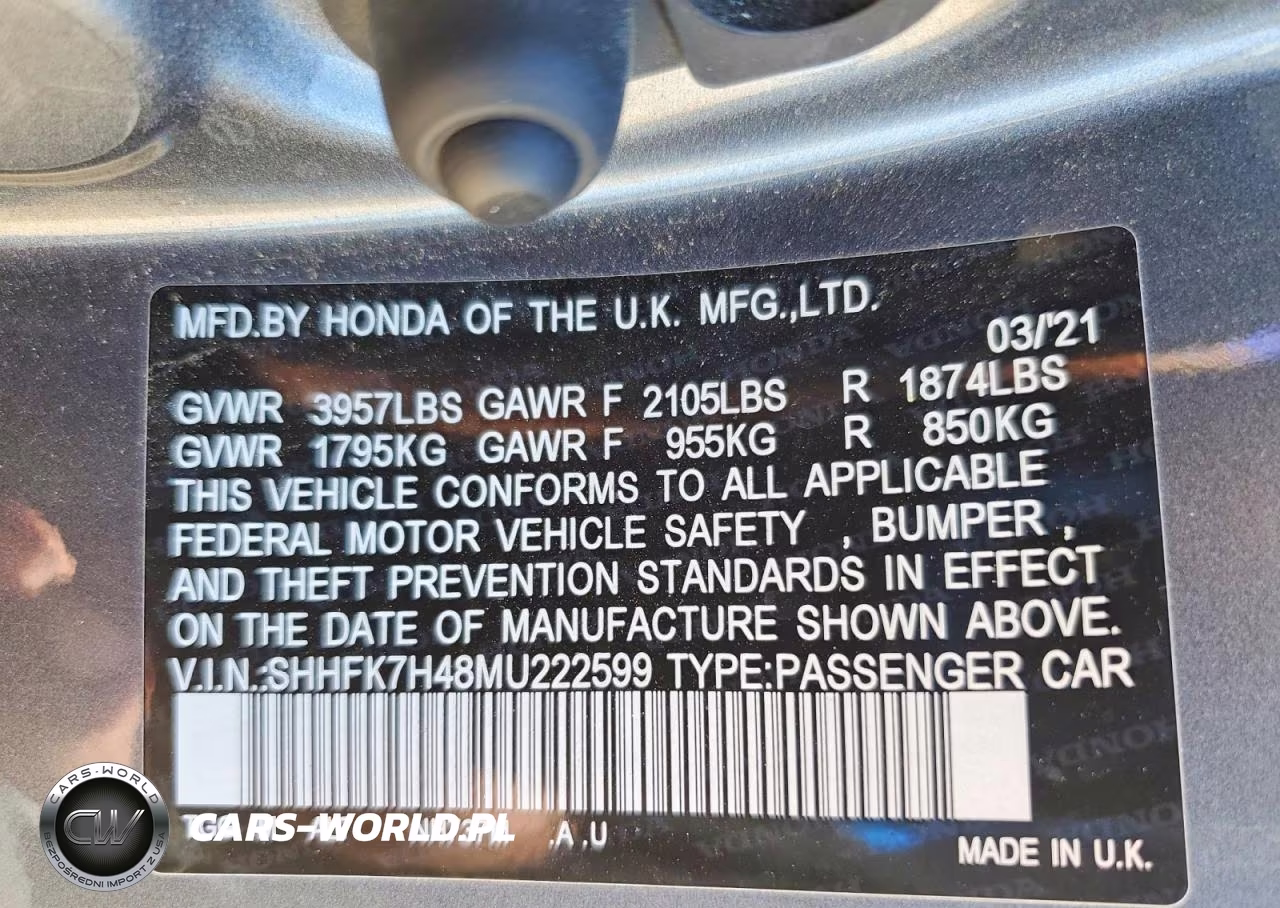 2021 Honda Civic Sport VIN:SHHFK7H48MU222599 - 13