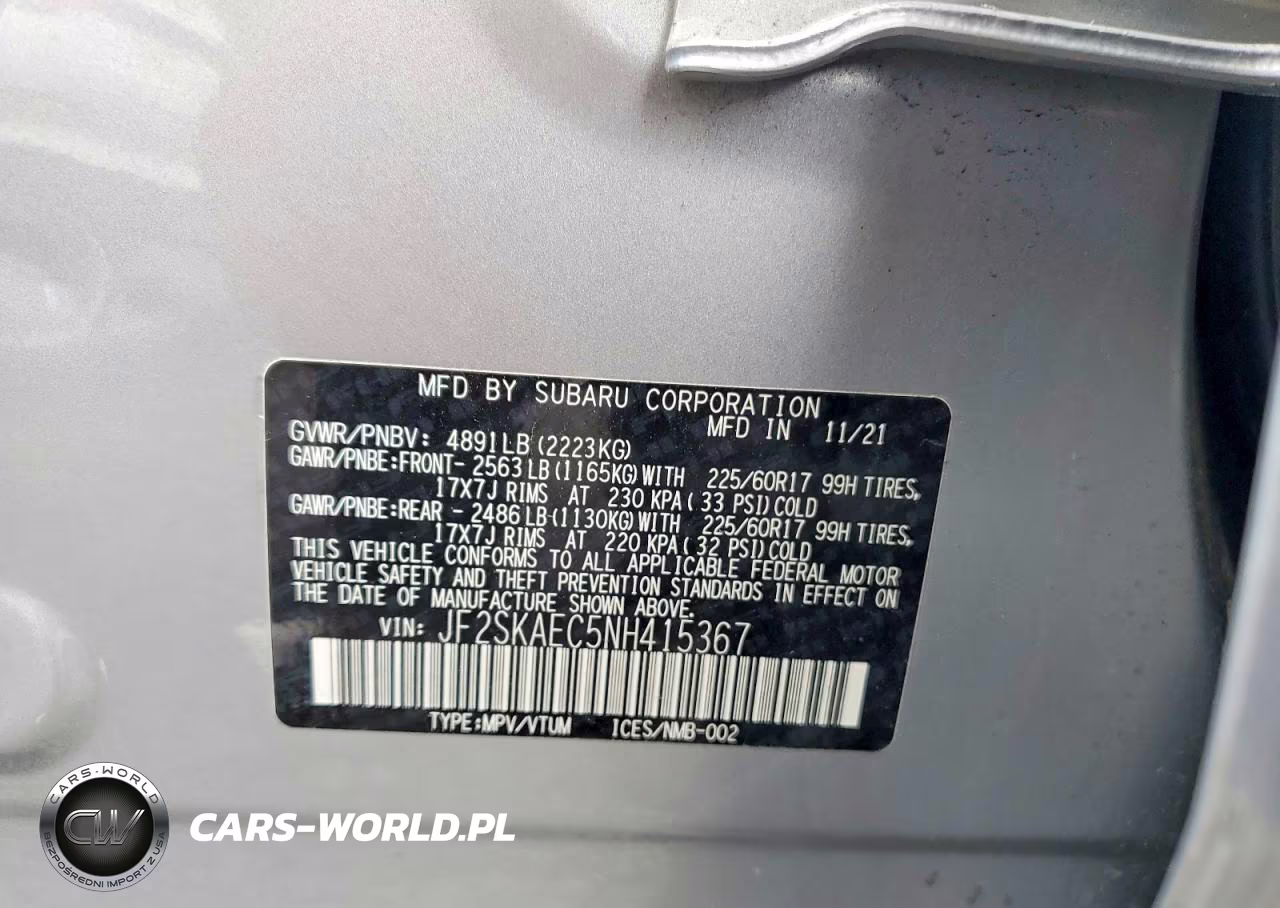 2022 Subaru Forester Premium VIN:JF2SKAEC5NH415367 - 14