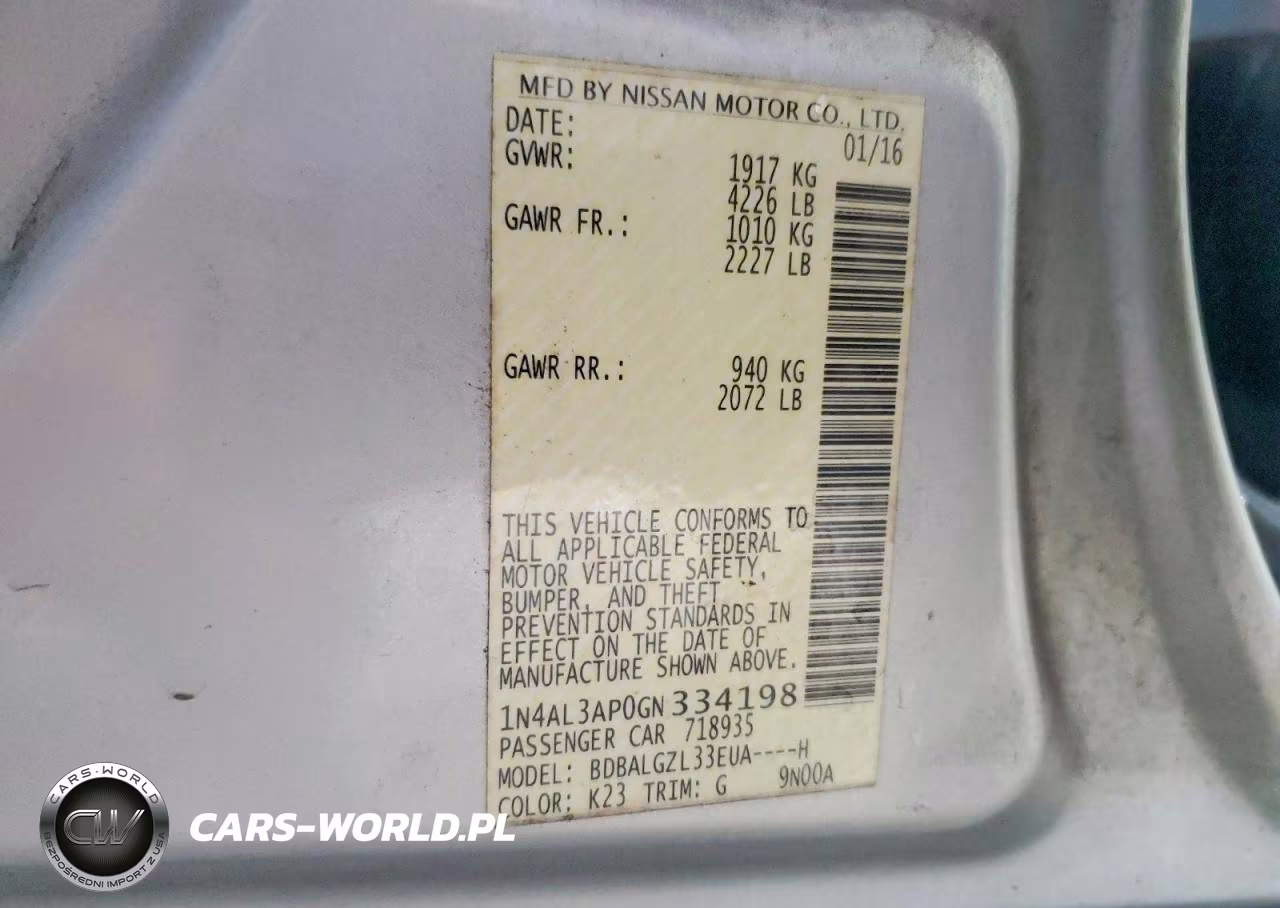 2016 Nissan Altima 2.5 S VIN:1N4AL3AP0GN334198 - 12