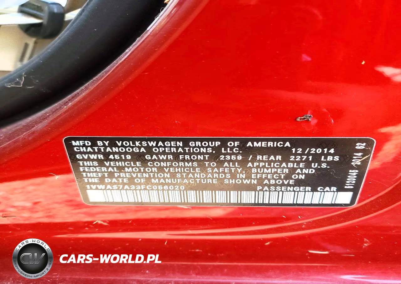 2015 Volkswagen Passat S VIN:1VWAS7A33FC056020 - 12