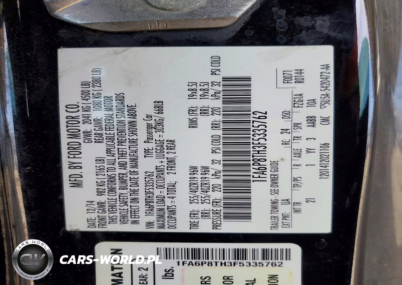 2015 Ford Mustang VIN:1FA6P8TH3F5335762 - 12