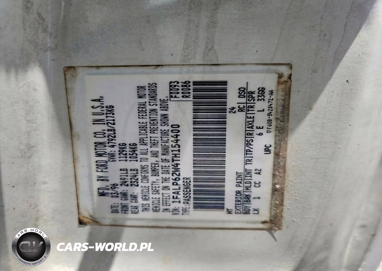1996 Ford Thunderbird Lx VIN:1FALP62W4TH154400 - 12