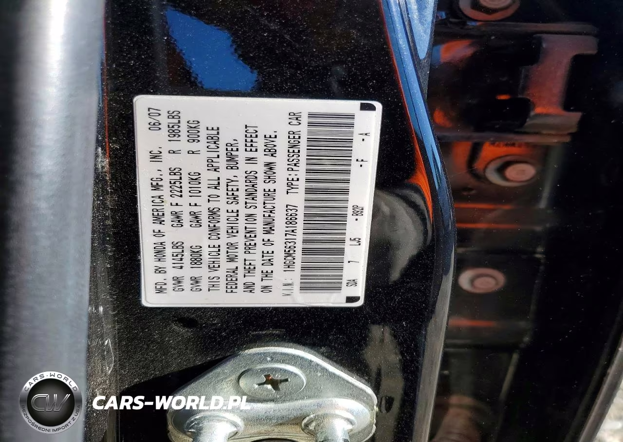 2007 Honda Accord Se VIN:1HGCM56317A186637 - 12