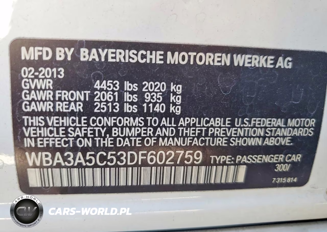 2013 BMW 328 I VIN:WBA3A5C53DF602759 - 12