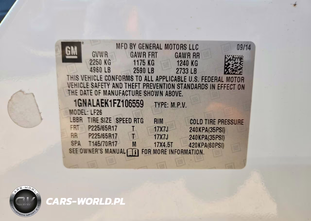 2015 Chevrolet Equinox Ls VIN:1GNALAEK1FZ106559 - 14