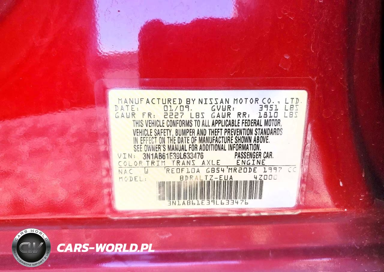 2009 Nissan Sentra 2.0 VIN:3N1AB61E39L633476 - 12