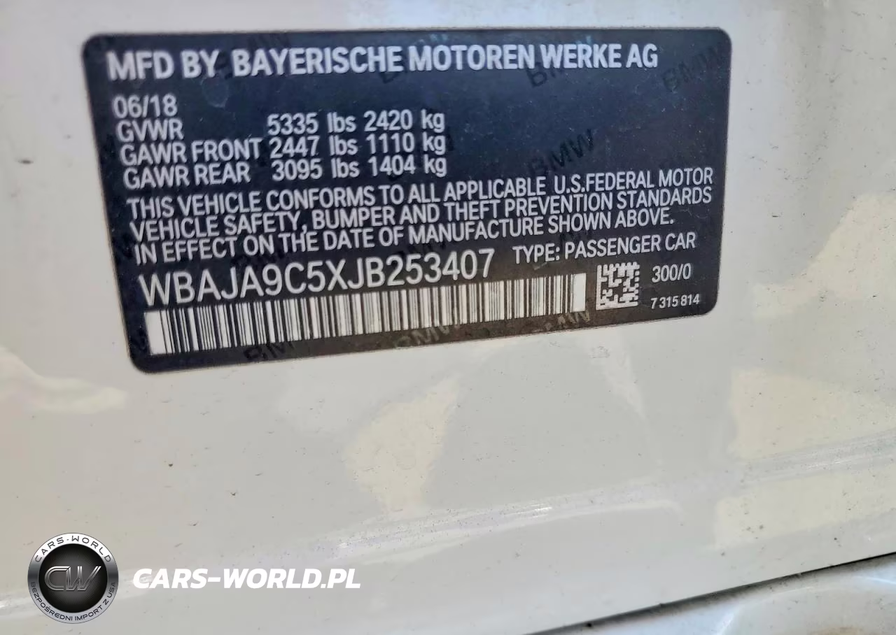 2018 BMW 530E VIN:WBAJA9C5XJB253407 - 12