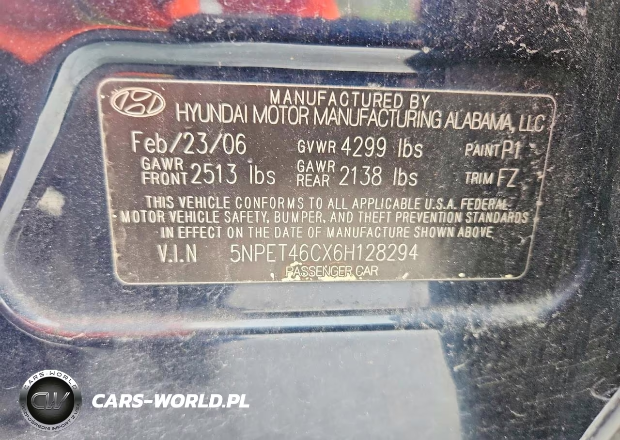 2006 Hyundai Sonata Gl VIN:5NPET46CX6H128294 - 12