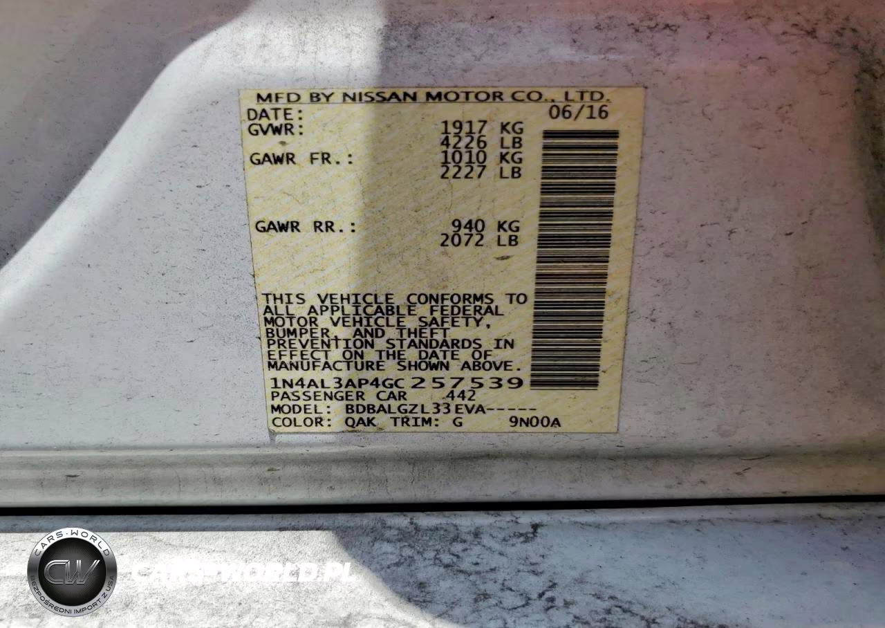 2016 Nissan Altima 2.5 S VIN:1N4AL3AP4GC257539 - 12