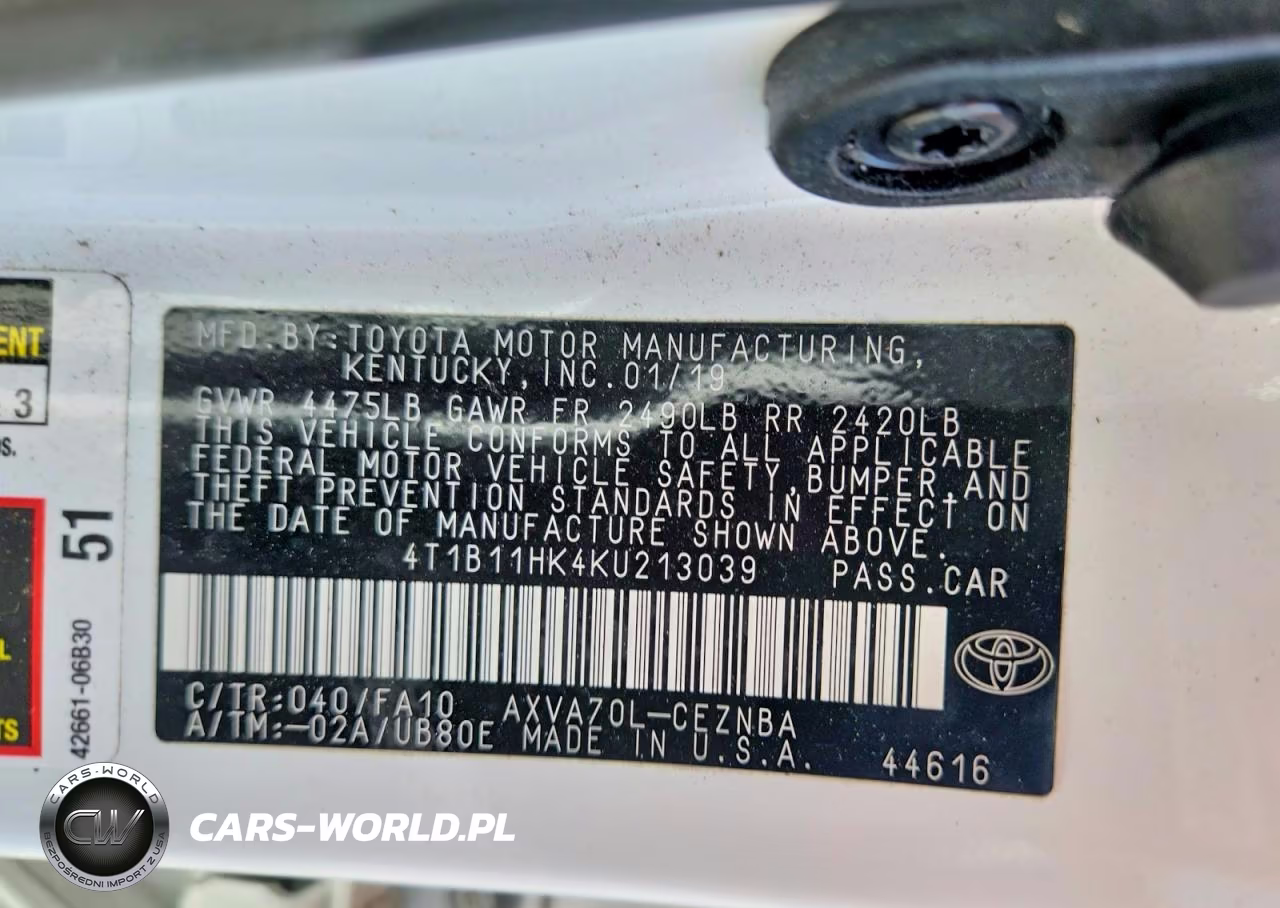 2019 Toyota Camry Le VIN:4T1B11HK4KU213039 - 12