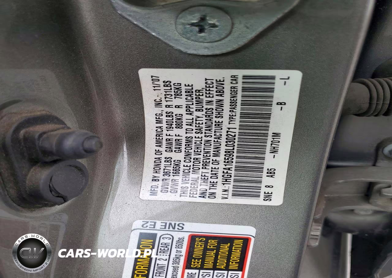 2008 Honda Civic Lx VIN:1HGFA16598L030271 - 12