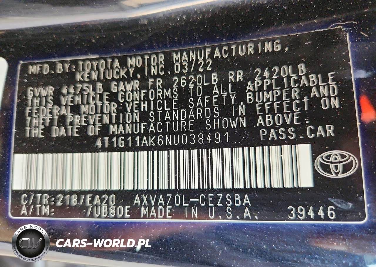 2022 Toyota Camry Se VIN:4T1G11AK6NU038491 - 12