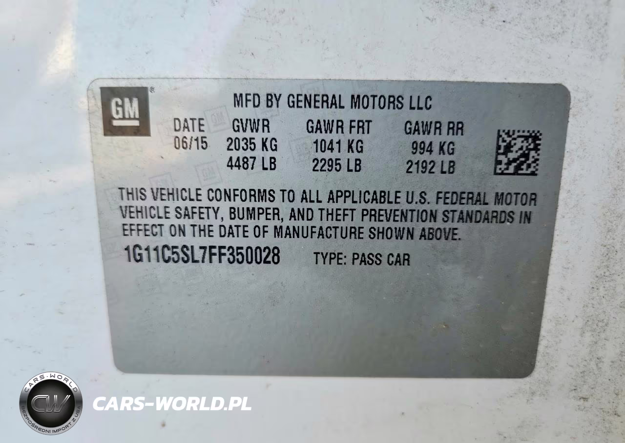 2015 Chevrolet Malibu 1Lt VIN:1G11C5SL7FF350028 - 12
