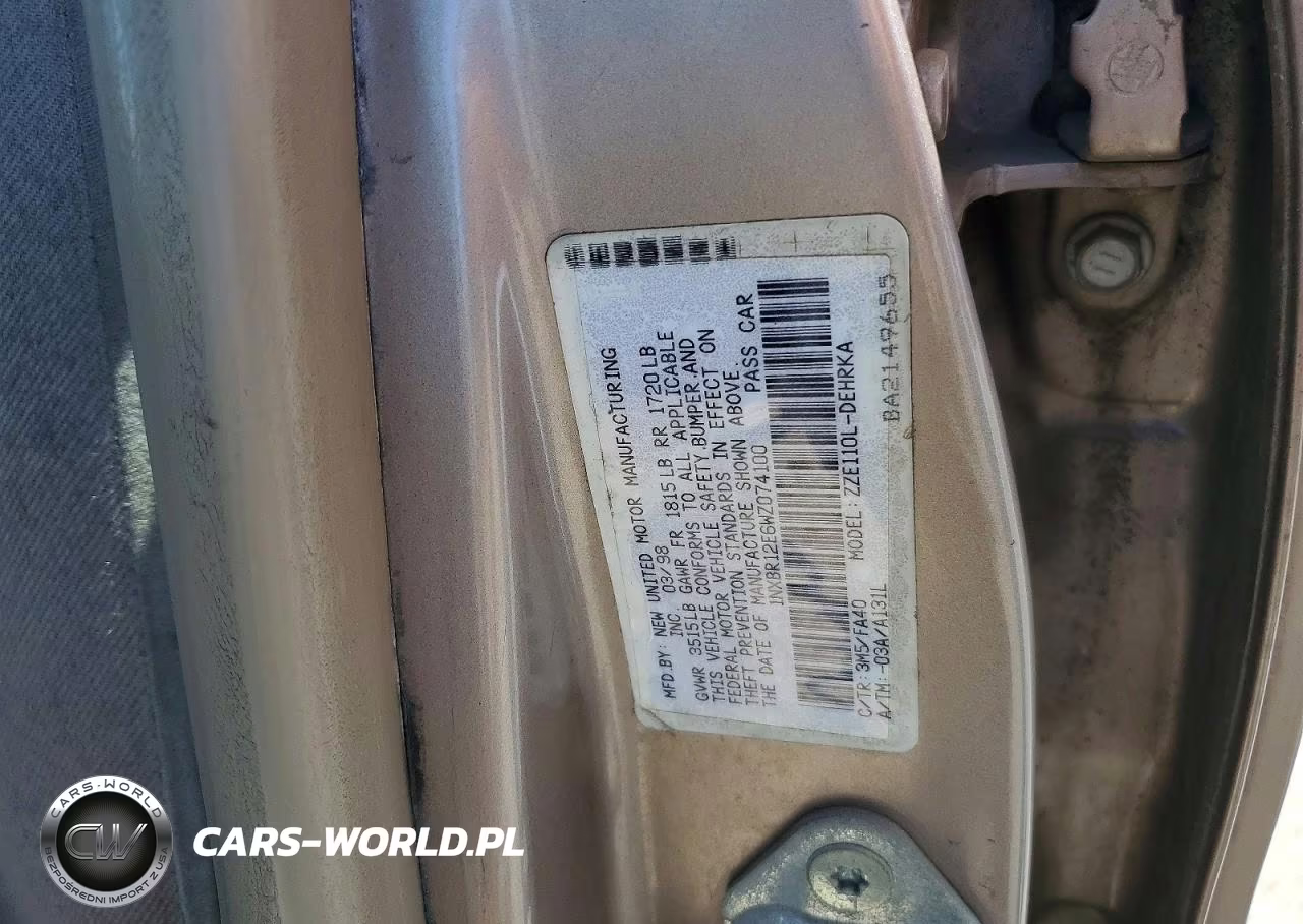 1998 Toyota Corolla VIN:1NXBR12E6WZ074100 - 12