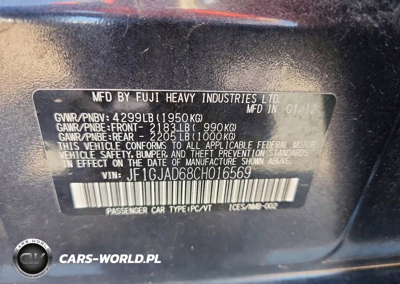 2012 Subaru Impreza Premium VIN:JF1GJAD68CH016569 - 13