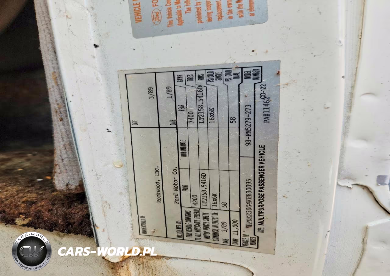 1989 Ford Rockwood Rv VIN:1FDKE30G4KHB30095 - 10