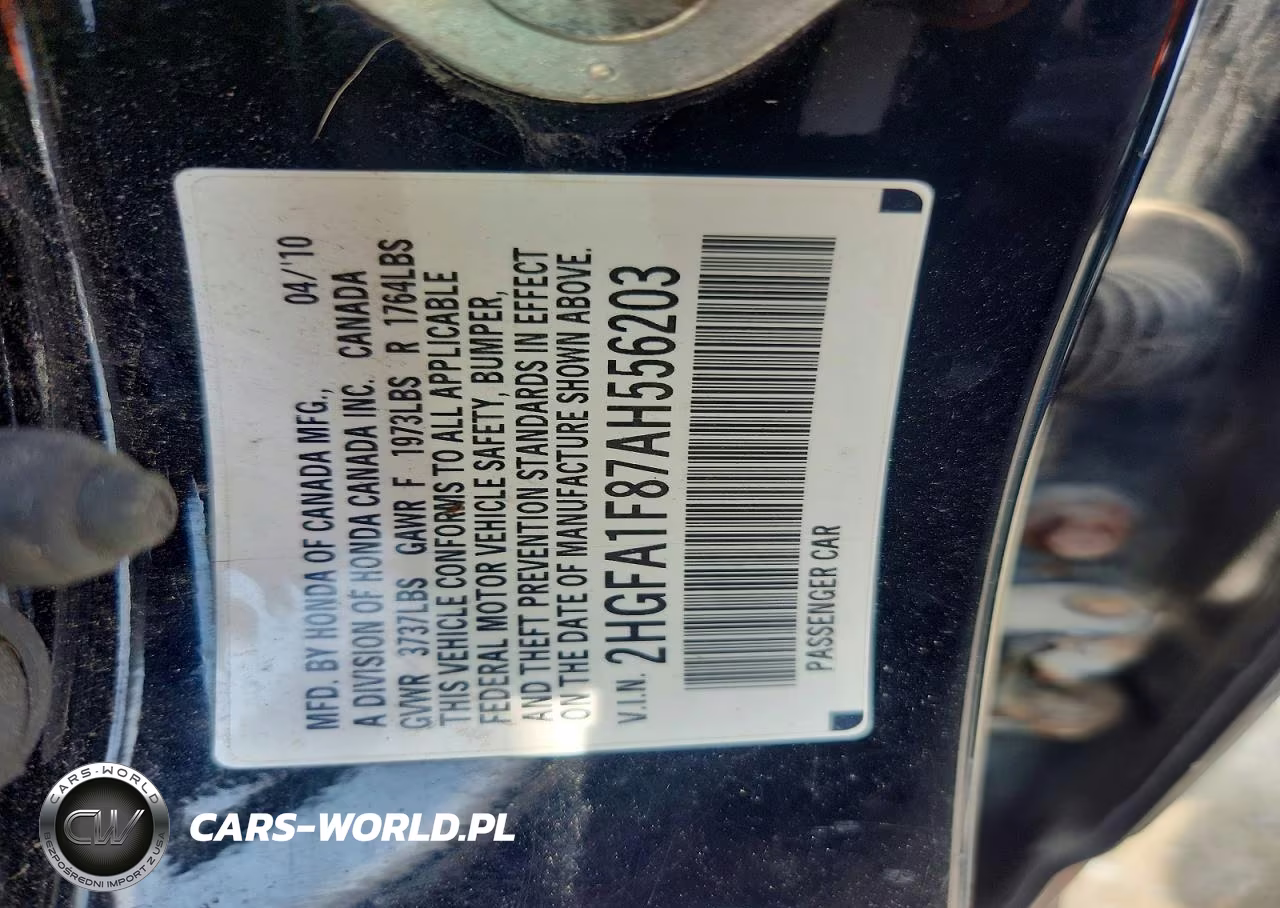 2010 Honda Civic Ex VIN:2HGFA1F87AH556203 - 12