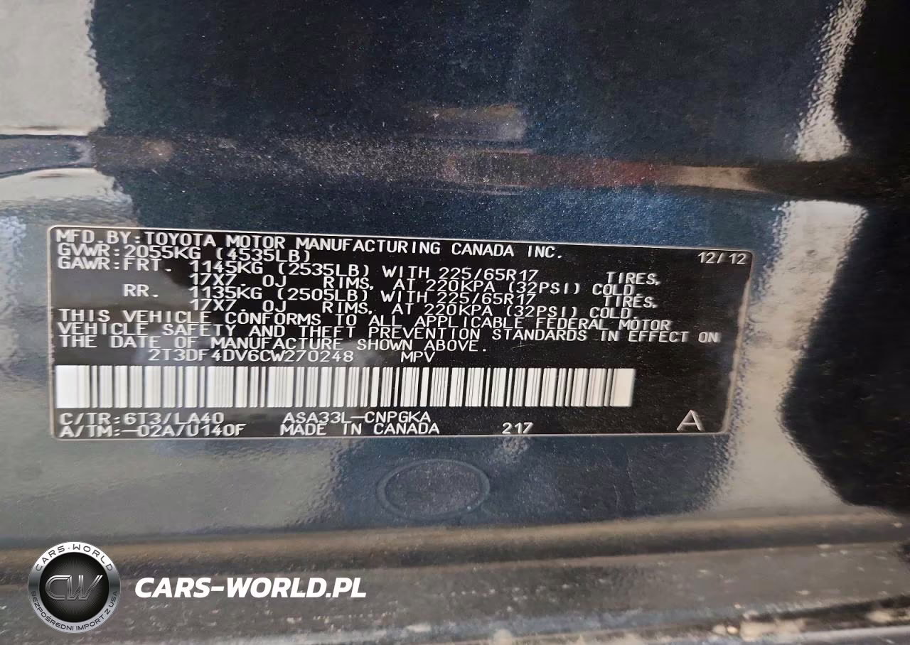 2012 Toyota Rav4 Limited VIN:2T3DF4DV6CW270248 - 13