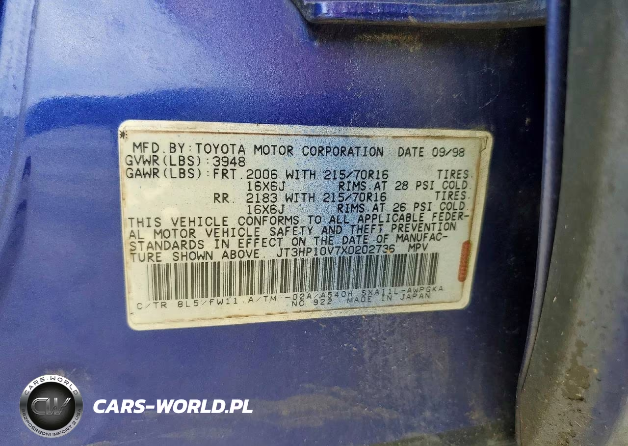 1999 Toyota Rav4 Base VIN:JT3HP10V7X0202736 - 13