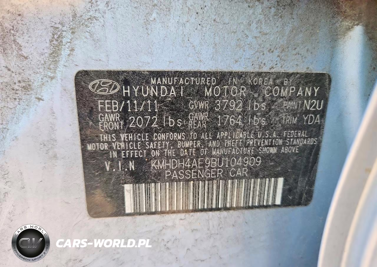 2011 Hyundai Elantra Gls VIN:KMHDH4AE9BU104909 - 12