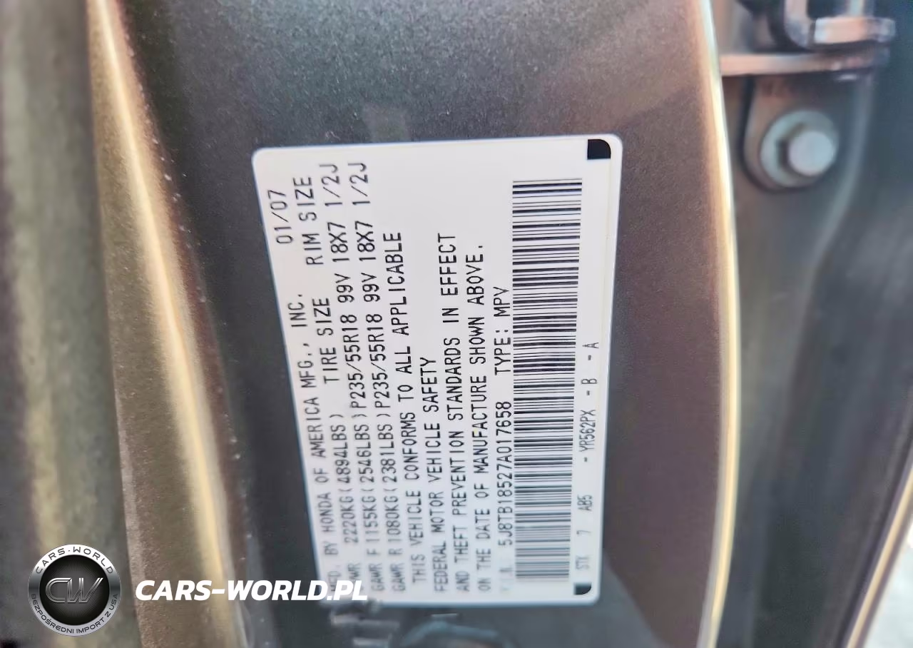 2007 Acura Rdx Technology VIN:5J8TB18527A017658 - 13