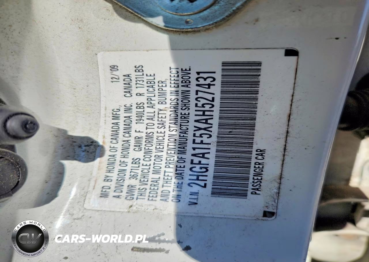 2010 Honda Civic Lx VIN:2HGFA1F5XAH527431 - 12