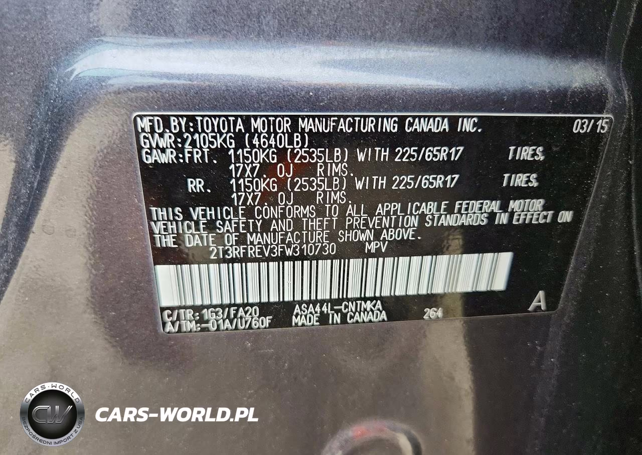 2015 Toyota Rav4 Xle VIN:2T3RFREV3FW310730 - 13