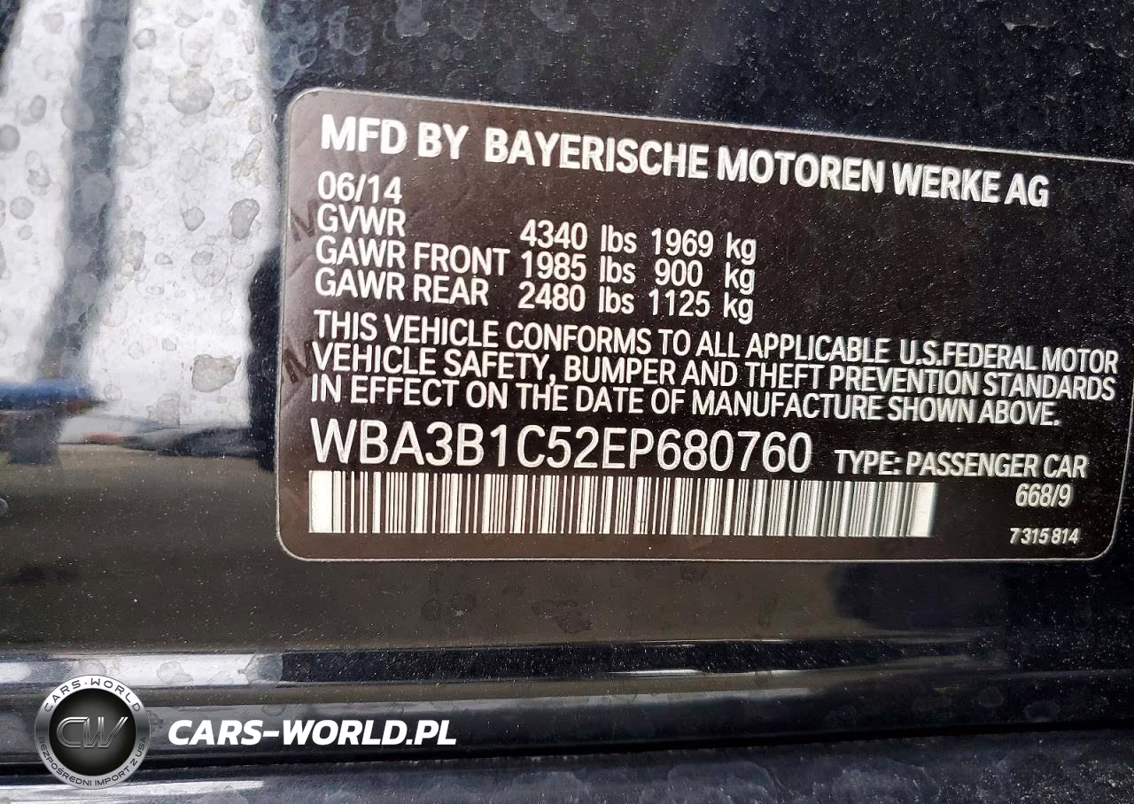 2014 BMW 320 I VIN:WBA3B1C52EP680760 - 12