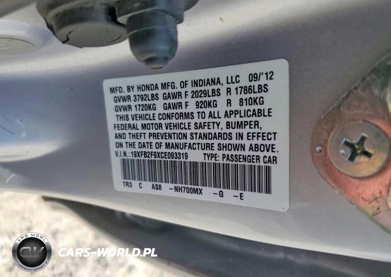 2012 HONDA CIVIC EX-L VIN:19XFB2F9XCE093319 - 13