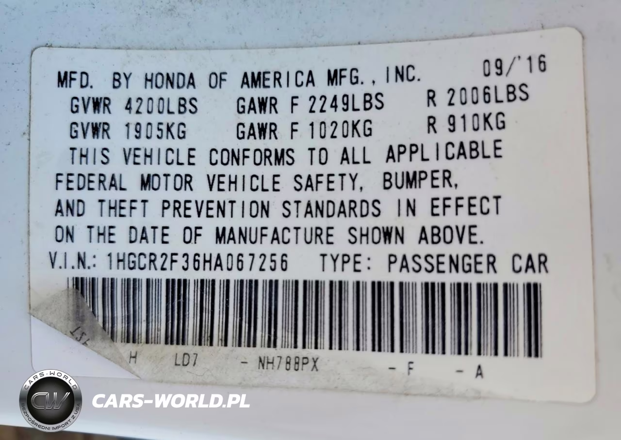 2017 Honda Accord Lx VIN:1HGCR2F36HA067256 - 12