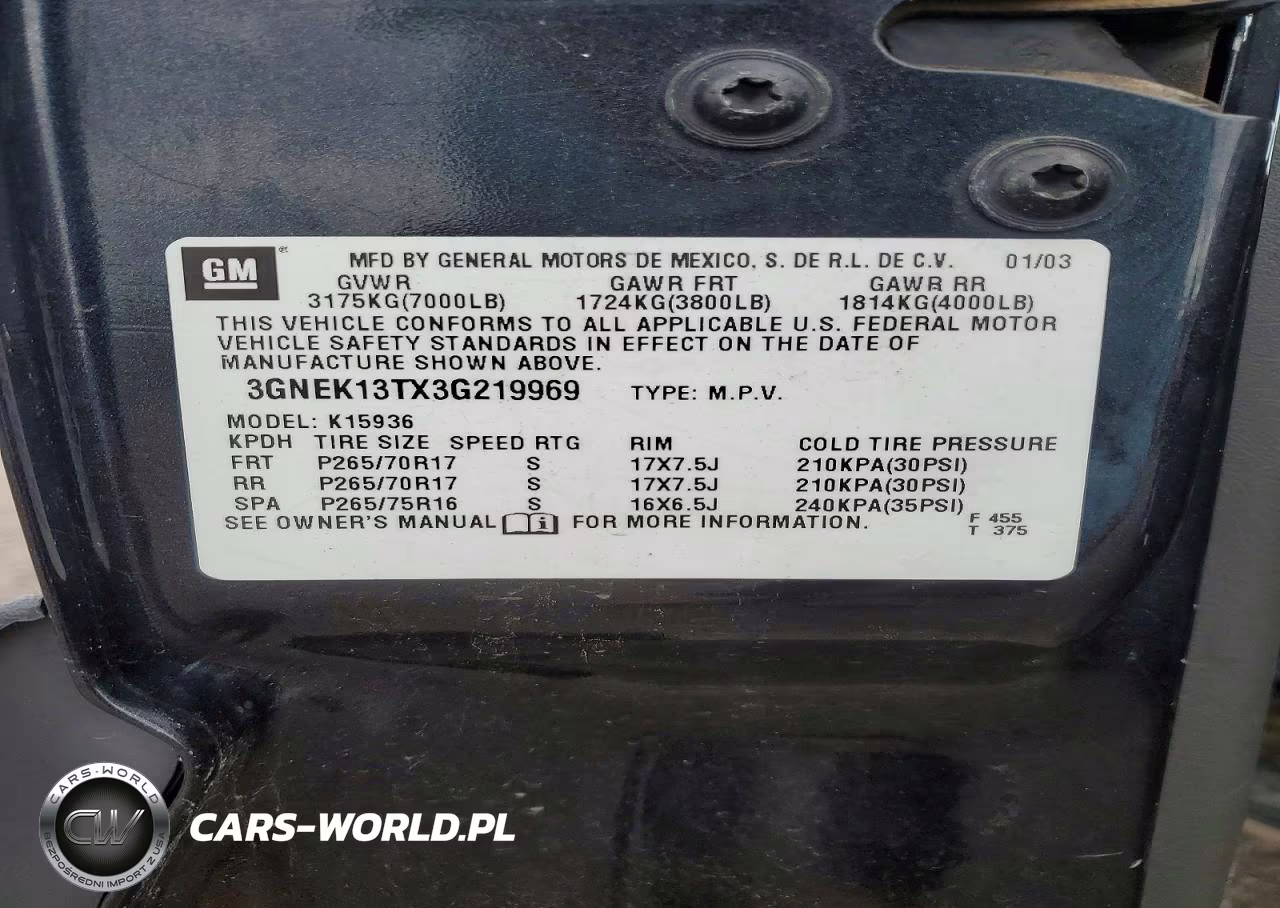 2003 Chevrolet Avalanche K1500 VIN:3GNEK13TX3G219969 - 12