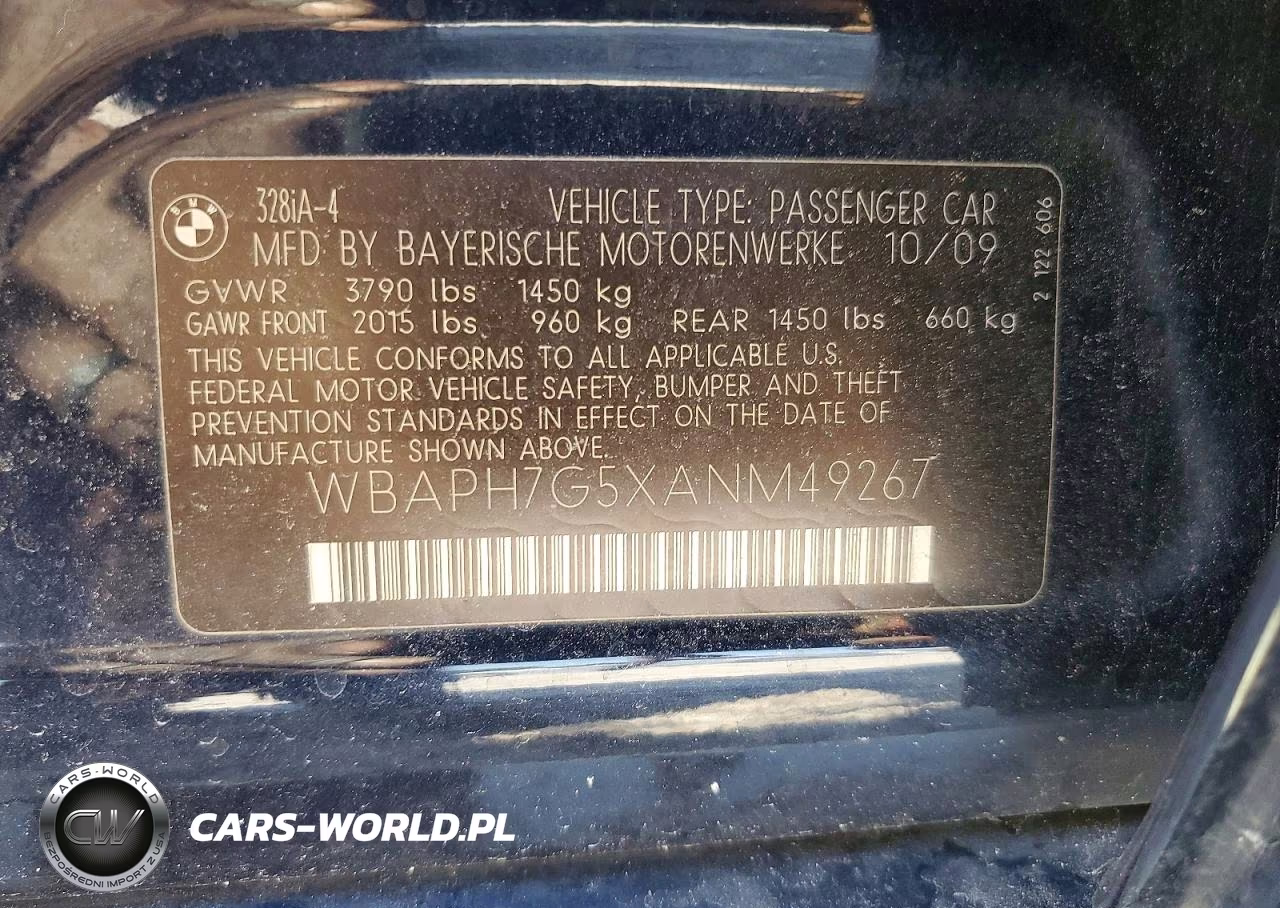 2010 BMW 328 I VIN:WBAPH7G5XANM49267 - 12