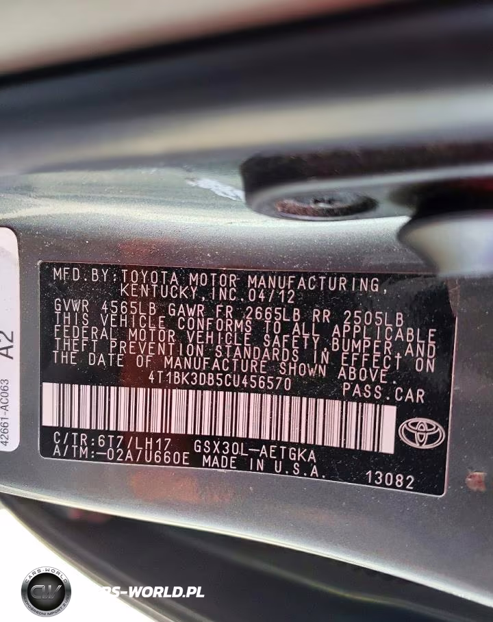 2012 Toyota Avalon Base VIN:4T1BK3DB5CU456570 - 13
