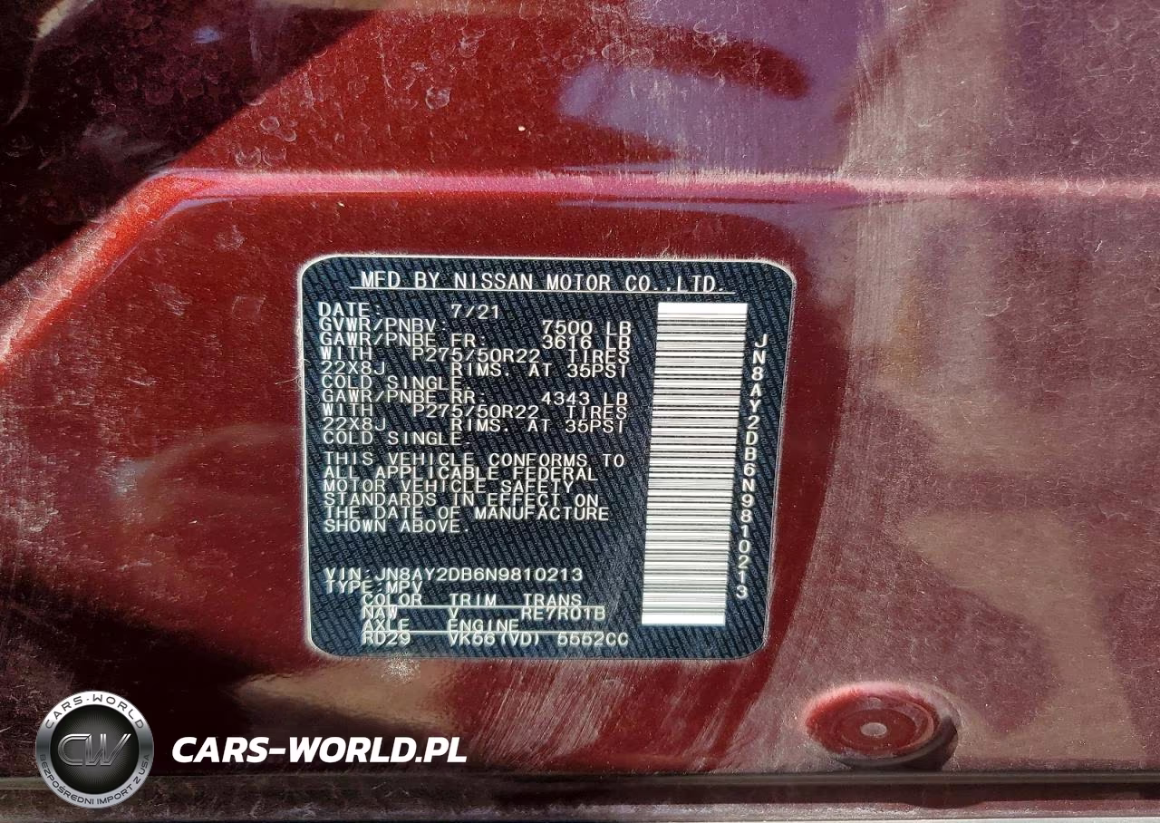 2022 Nissan Armada VIN:JN8AY2DB6N9810213 - 13