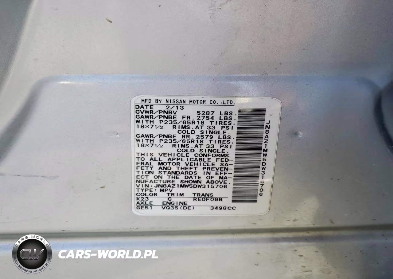 2013 Nissan Murano S VIN:JN8AZ1MW5DW315706 - 12