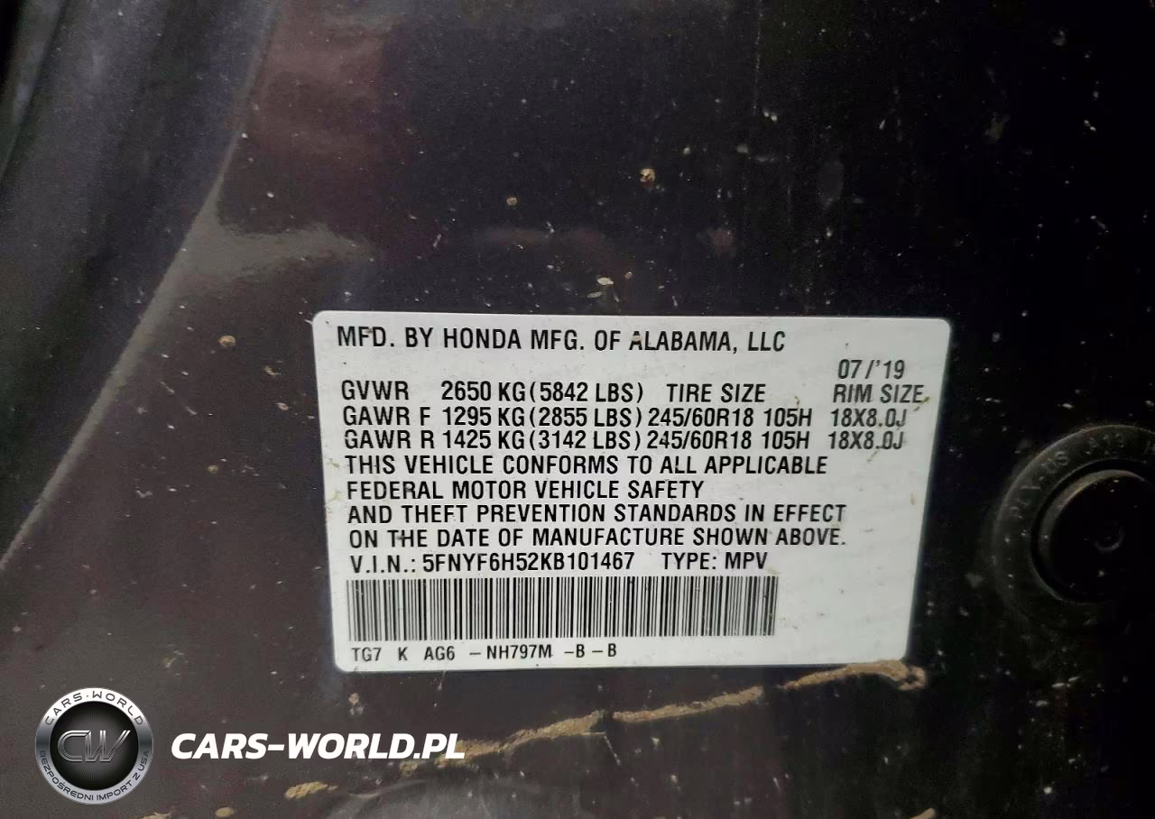 2019 Honda Pilot Exl VIN:5FNYF6H52KB101467 - 14