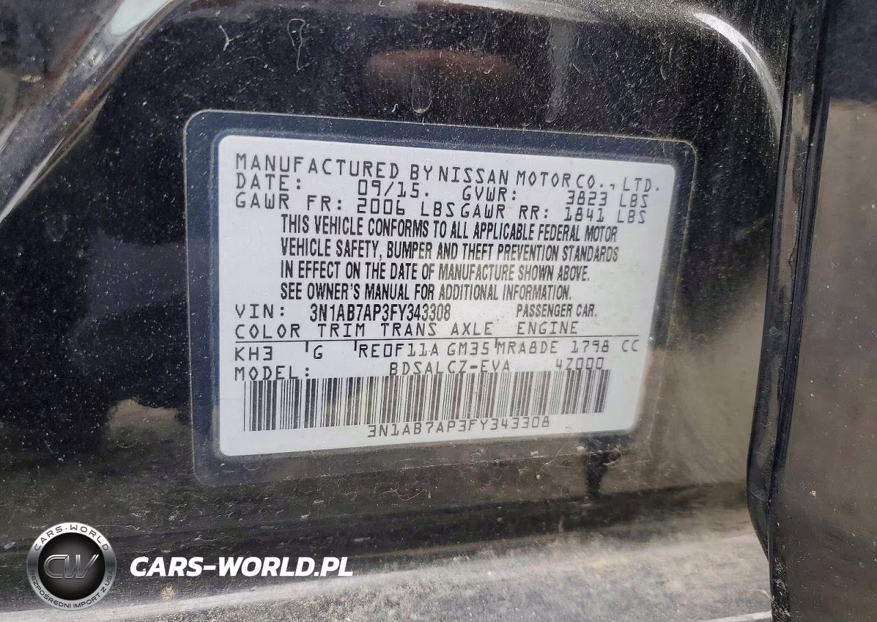 2015 Nissan Sentra S VIN:3N1AB7AP3FY343308 - 12