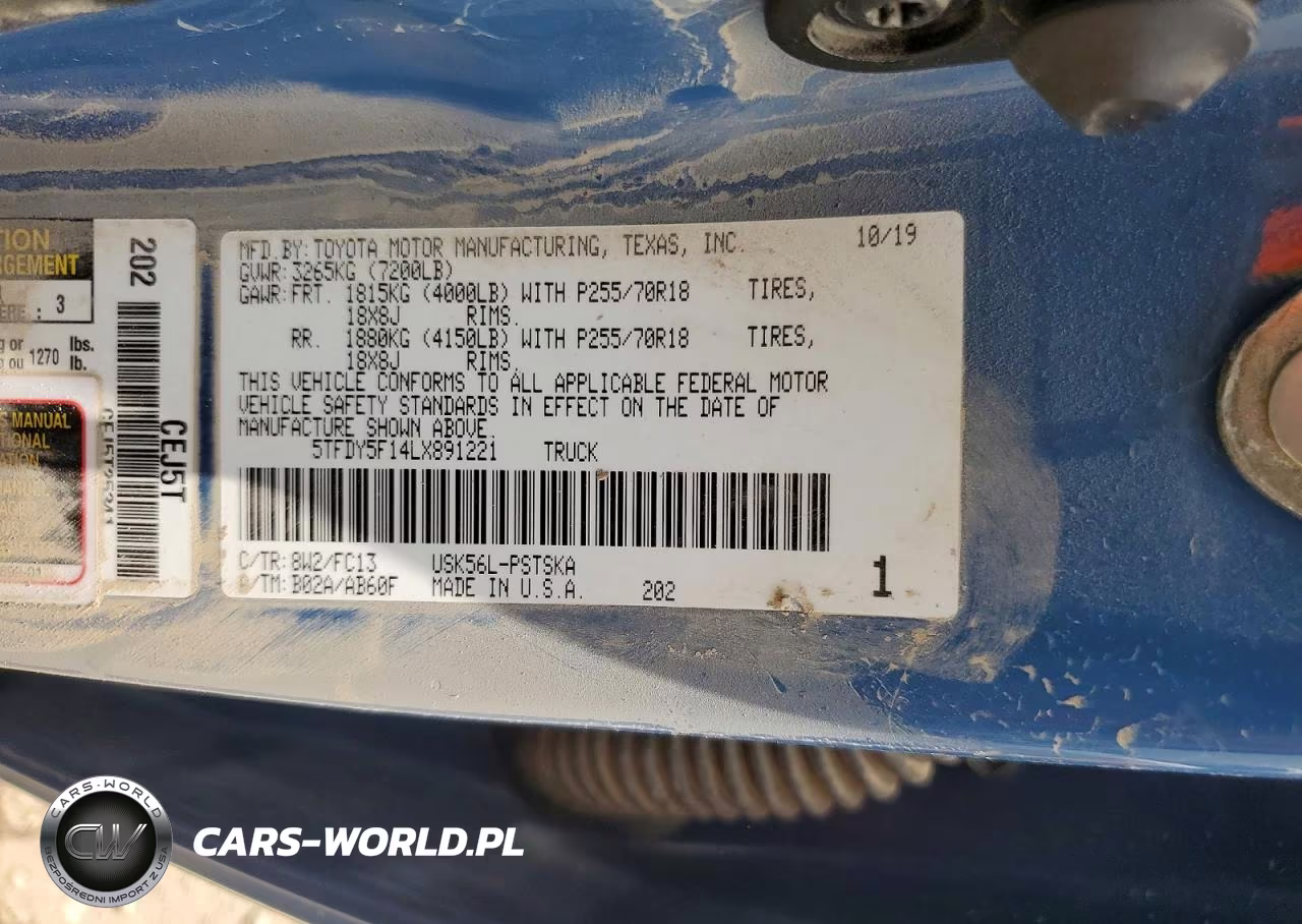 2020 Toyota Tundra Sr5 VIN:5TFDY5F14LX891221 - 12